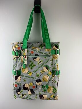 VINTAGE Harajuku Lovers Gwen Stefani Fatal Attraction Varsity Tote Bag Y2K Green